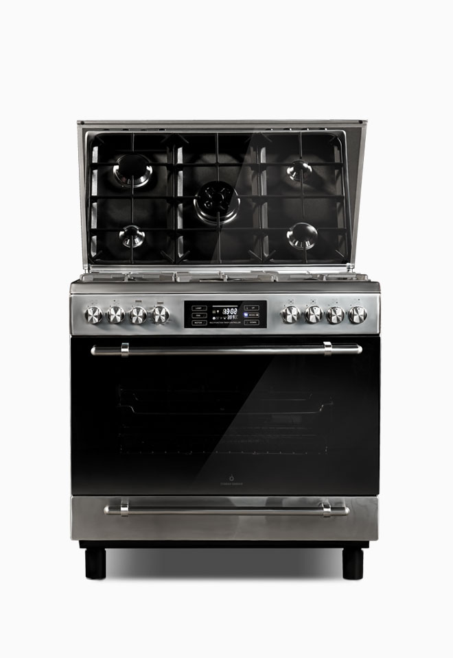 اجاق گاز 5 شعله فردار 8 شیر تهران سبحان مدل رویال DUAL رنگ مشکی طلایی