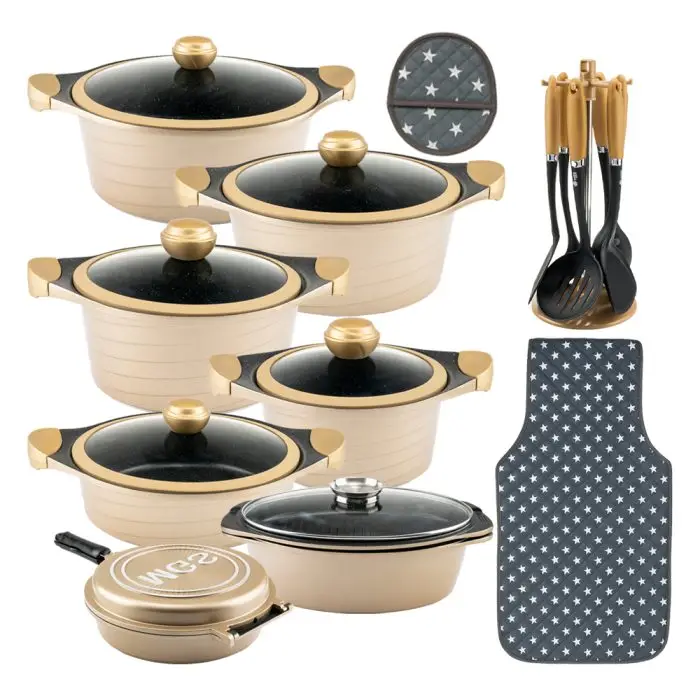 سرویس قابلمه ام جی اس 25 پارچه گرانیت طرح کره ای KB 2513