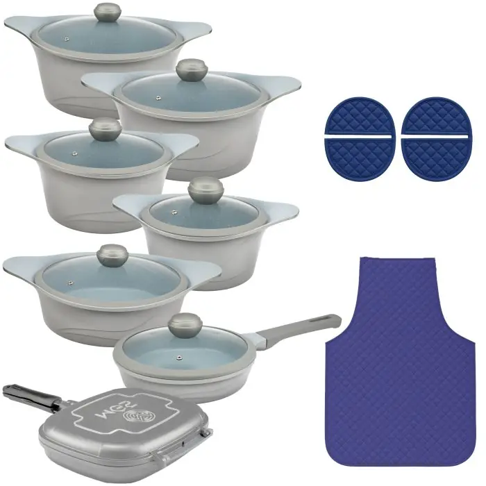 سرویس قابلمه 19 پارچه گرانیت طرح کره ای KC 1916 سیلیکونی