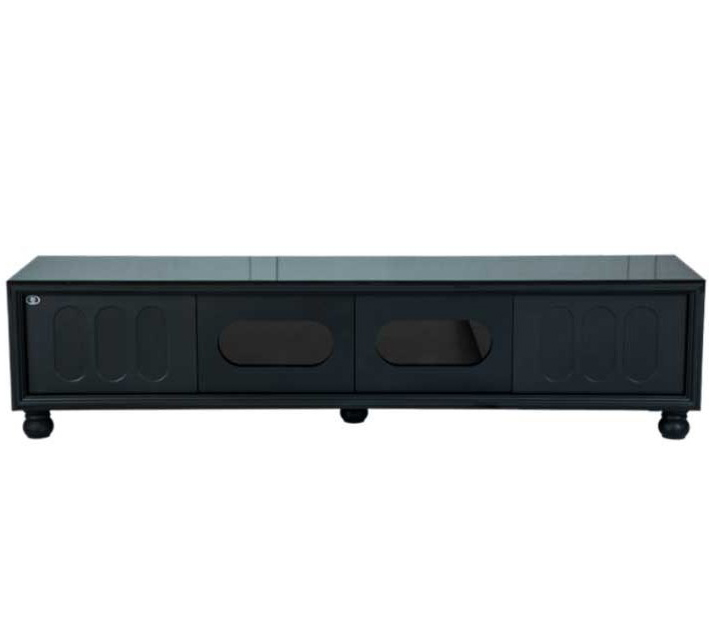 میز تلویزون متین مدل R515 هایگلاس مشکی سایز 210 سانتی‌متر